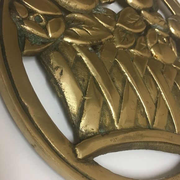 1980’s Rubel Design Floral Brass Footed Tr… - Picture 7 of 11